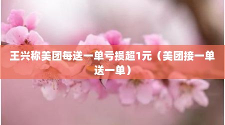 王兴称美团每送一单亏损超1元（美团接一单送一单）