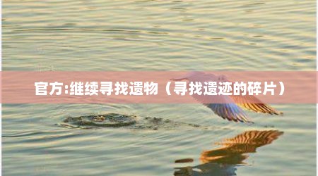 官方:继续寻找遗物（寻找遗迹的碎片）