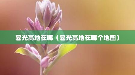 暮光高地在哪（暮光高地在哪个地图）