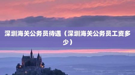 深圳海关公务员待遇（深圳海关公务员工资多少）