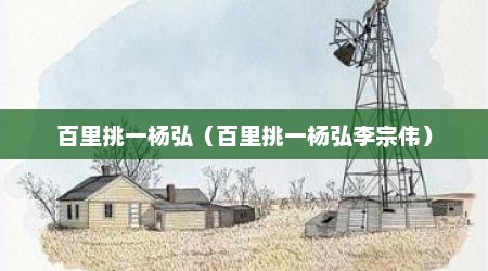 百里挑一杨弘（百里挑一杨弘李宗伟）