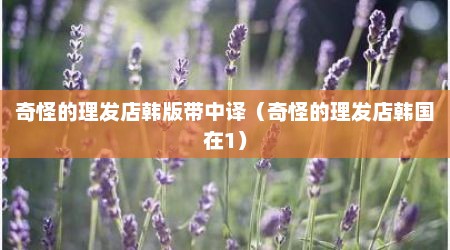 奇怪的理发店韩版带中译（奇怪的理发店韩国在1）