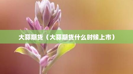 大蒜期货（大蒜期货什么时候上市）