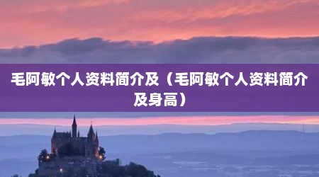毛阿敏个人资料简介及（毛阿敏个人资料简介及身高）