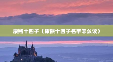 康熙十四子（康熙十四子名字怎么读）