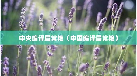 中央编译局常艳（中国编译局常艳）