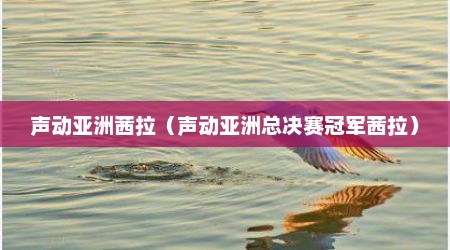 声动亚洲茜拉（声动亚洲总决赛冠军茜拉）