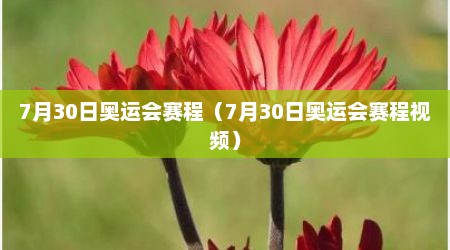 7月30日奥运会赛程（7月30日奥运会赛程视频）