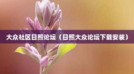 大众社区日照论坛（日照大众论坛下载安装）