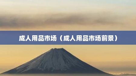 成人用品市场（成人用品市场前景）