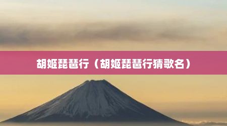 胡姬琵琶行（胡姬琵琶行猜歌名）