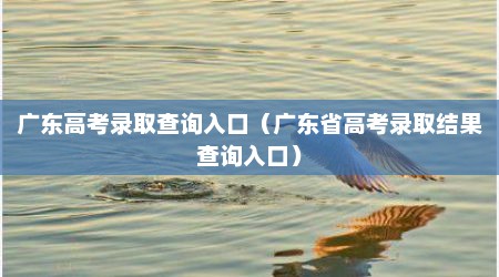 广东高考录取查询入口（广东省高考录取结果查询入口）