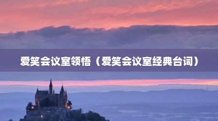爱笑会议室领悟（爱笑会议室经典台词）