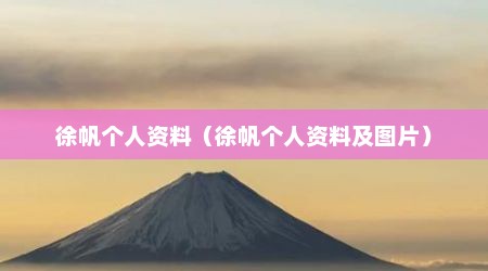徐帆个人资料（徐帆个人资料及图片）