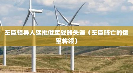 车臣领导人猛批俄军战略失误（车臣阵亡的俄军将领）