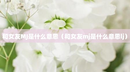 和女友MJ是什么意思（和女友mj是什么意思lj）