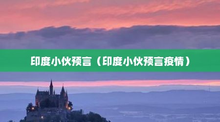 印度小伙预言（印度小伙预言疫情）