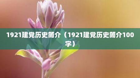 1921建党历史简介（1921建党历史简介100字）