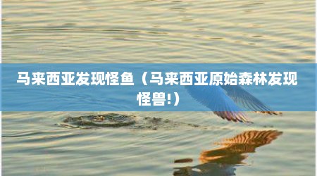 马来西亚发现怪鱼（马来西亚原始森林发现 怪兽!）