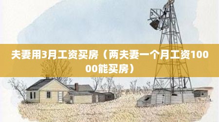 夫妻用3月工资买房（两夫妻一个月工资10000能买房）