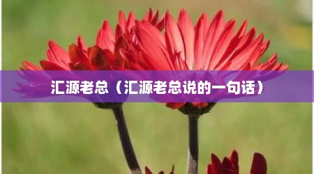 汇源老总（汇源老总说的一句话）