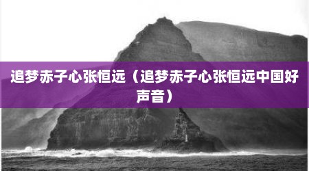 追梦赤子心张恒远（追梦赤子心张恒远中国好声音）