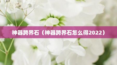 神器跨界石（神器跨界石怎么得2022）